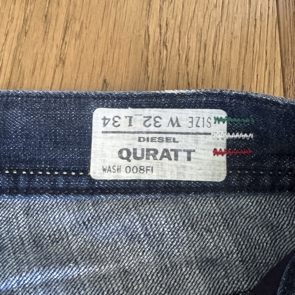 Vintage Diesel Quratt Jeans Men's 32x34 Dark Wash Faded Straight Leg Italy Y2K - Picture 5 of 13